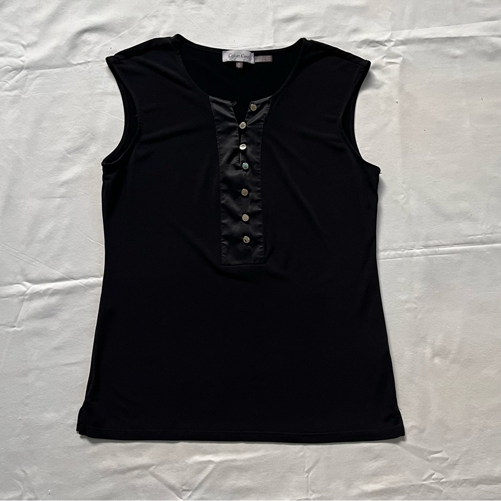 Calvin Klein Versatile Timeless Casual Chic Sleeveless Pullover Top, XS, Black